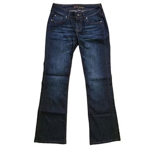Dish Jeans Driver Flare Wide Leg Low Rise Dark Wash Denim Womens Size 28